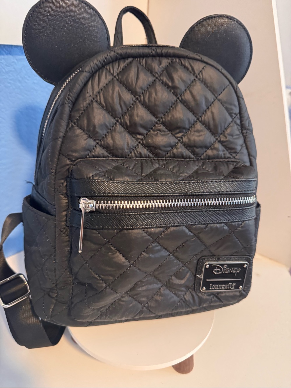 Loungefly Black Quilted Mini Backpack with Mouse Ears - Picture 2 of 12